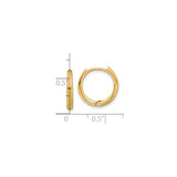 14k Yellow Gold Hoop Earring, Minimalist Polished Sleeper Style with Hinged Closure, Unisex Design