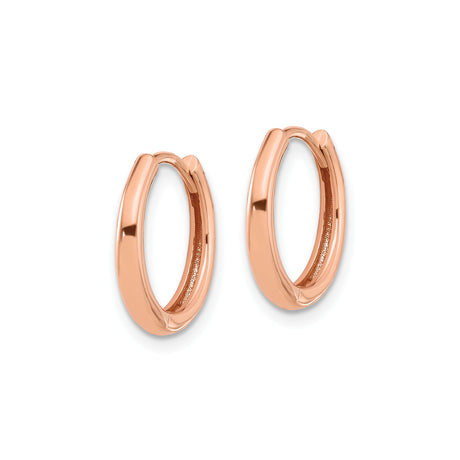 14k Rose Gold Hoop Earrings, Small Hinged Minimalist Polished Hoops for Women