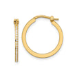 14k Yellow Gold Hoop Earrings with Cubic Zirconia, Polished Lightweight Classic Style