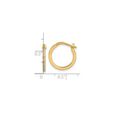 14k Yellow Gold Hoop Earrings with Channel Set Cubic Zirconia, Polished Everyday Style