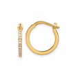 14k Yellow Gold Hoop Earrings with Channel Set Cubic Zirconia, Polished Everyday Style