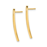 14k Yellow Gold Curved Bar Stud Earrings, Minimalist Sleek Linear Arc Design for Women