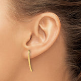 14k Yellow Gold Curved Bar Stud Earrings, Minimalist Sleek Linear Arc Design for Women