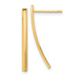 14k Yellow Gold Curved Bar Stud Earrings, Minimalist Sleek Linear Arc Design for Women
