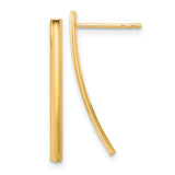 14k Yellow Gold Curved Bar Stud Earrings, Minimalist Sleek Linear Arc Design for Women