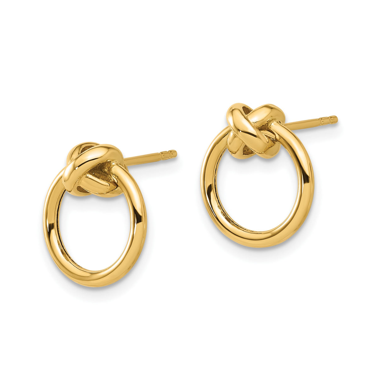 14k Yellow Gold Love Knot Stud Earrings with Open Circle Design for Women