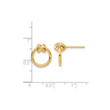 14k Yellow Gold Love Knot Stud Earrings with Open Circle Design for Women