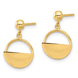 14k Yellow Gold Dangle Earrings, Modern Geometric Half-Circle Design, Minimalist Drop Style
