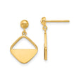 14k Yellow Gold Drop Earrings, Geometric Diamond Shape, Modern Minimalist Design for Women