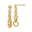 14k Yellow Gold Dangle Earrings with Interlocking Oval and Round Links, Polished Modern Design
