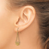 14k Yellow Gold Drop Earrings with Openwork Floral and Marquise Filigree Design