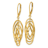 14k Yellow Gold Dangle Earrings with Interlocking Twisted Oval Hoops and Teardrop Loop Design