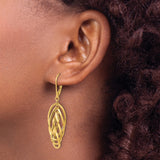 14k Yellow Gold Dangle Earrings with Interlocking Twisted Oval Hoops and Teardrop Loop Design