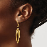 14k Yellow Gold Dangle Earrings with Layered Open Oval Loops, Leverback, Minimalist Style