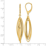 14k Yellow Gold Dangle Earrings with Layered Open Oval Loops, Leverback, Minimalist Style
