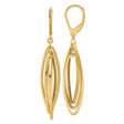 14k Yellow Gold Dangle Earrings with Layered Open Oval Loops, Leverback, Minimalist Style
