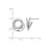 14k White Gold Swirl Stud Earrings with Twisted Loop and Diamond-Cut Finish