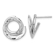 14k White Gold Swirl Stud Earrings with Twisted Loop and Diamond-Cut Finish