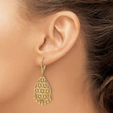 14k Yellow Gold Teardrop Dangle Earrings with Filigree Pattern and Bead Accents