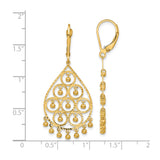 14k Yellow Gold Teardrop Dangle Earrings with Filigree Pattern and Bead Accents