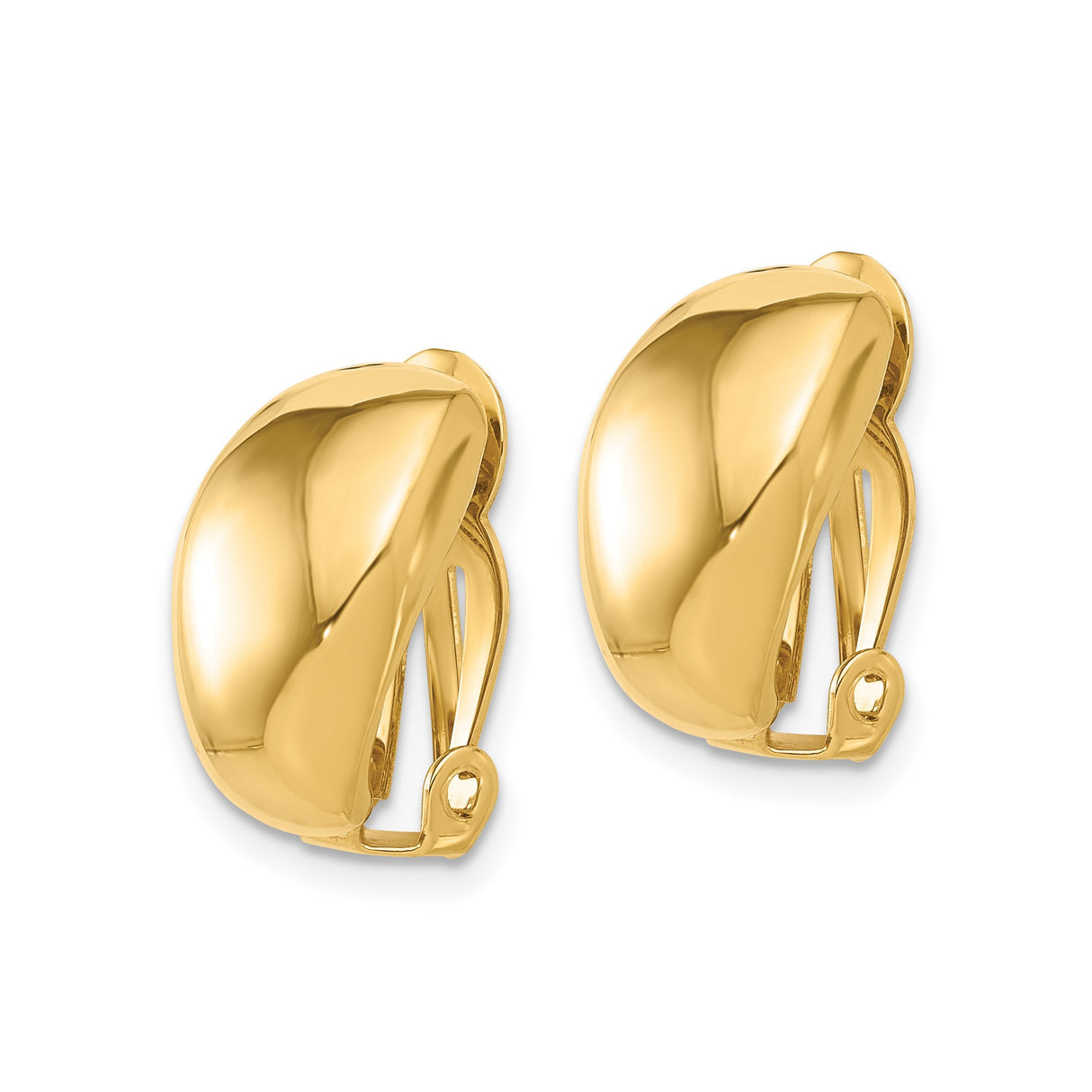 14K Yellow Gold Domed Clip On Earrings For Unpierced Ears