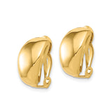 14K Yellow Gold Domed Clip On Earrings For Unpierced Ears