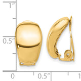 14K Yellow Gold Domed Clip On Earrings For Unpierced Ears