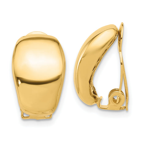14k Yellow Gold Domed Clip-On Earrings for Unpierced Ears, High Polish Finish with Classic Design, Unisex Daily Wear Jewelry, Simple Comfortable Fit, Elegant Non Pierced Earring Style
