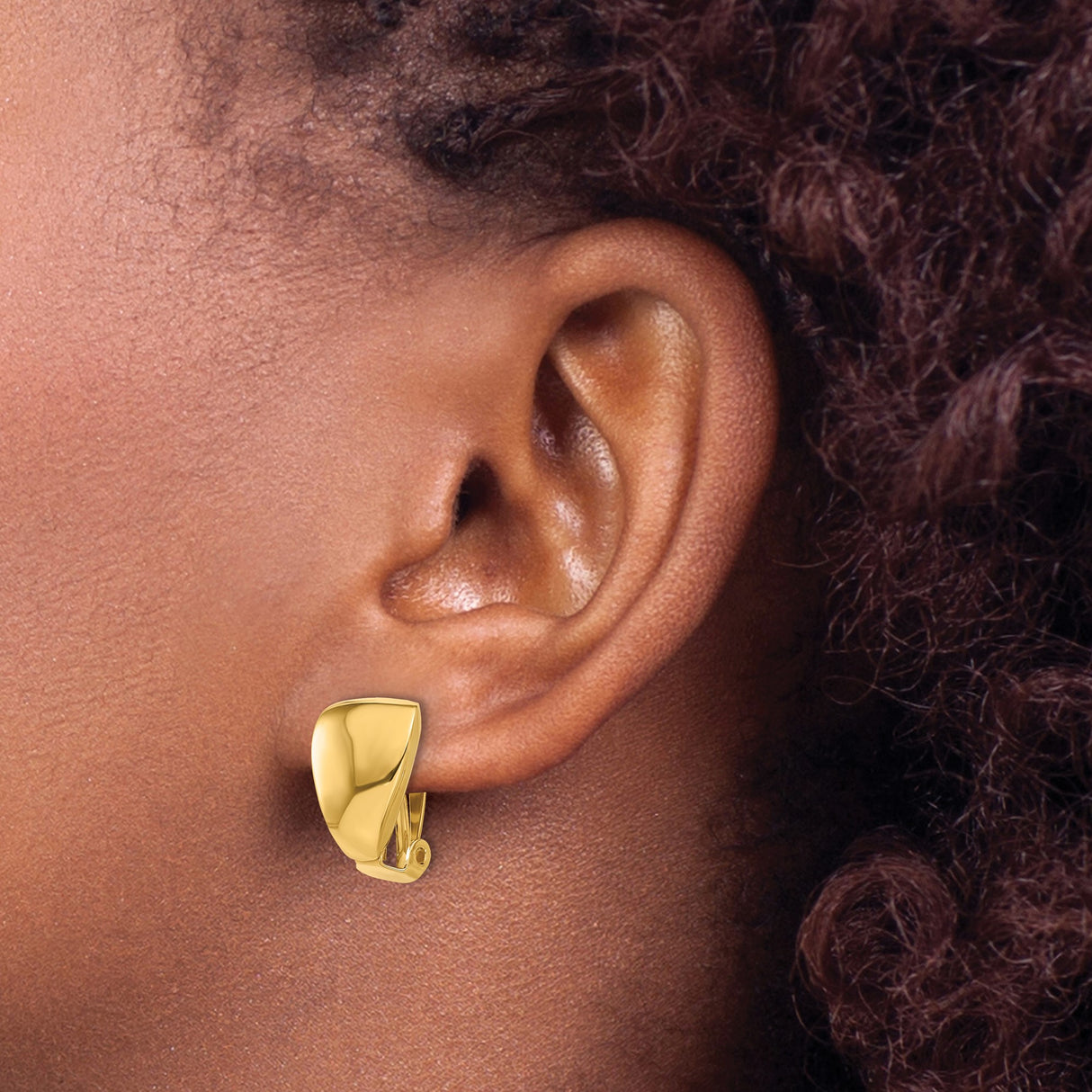 14K Yellow Gold Clip On Earrings Smooth Finish Omega Clips