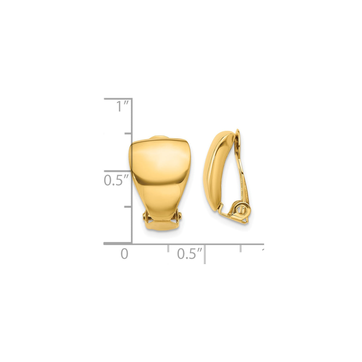 14K Yellow Gold Clip On Earrings Smooth Finish Omega Clips