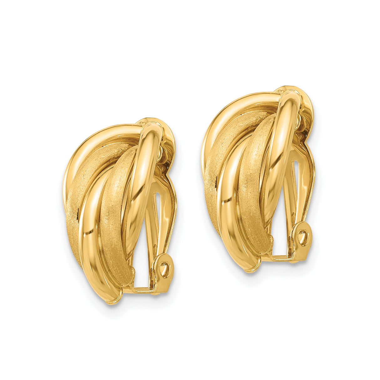 14K Yellow Gold Clip On Earrings Dome Design Omega Back
