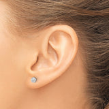 14k White Gold Stud Earrings, Faceted Dome Button Design, Classic Ball Style