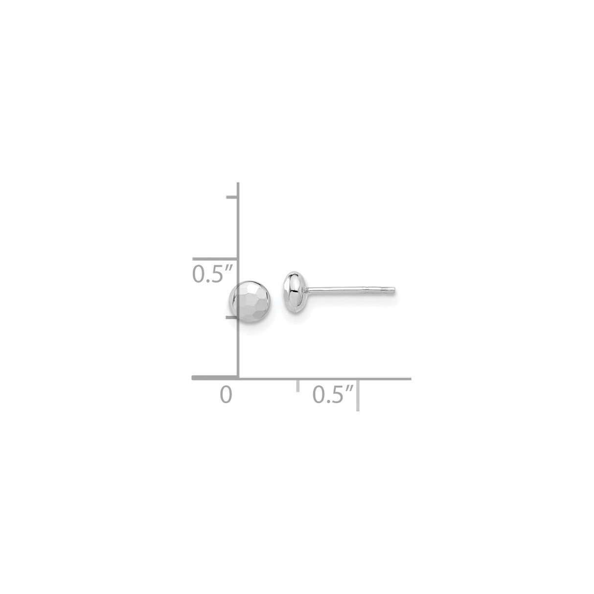 14k White Gold Stud Earrings, Faceted Ball with Diamond-Cut Finish, Minimalist Style