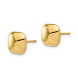 14k Yellow Gold Cushion Square Stud Earrings, Polished Finish, Minimalist Style for Women