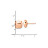 14k Rose Gold Cushion Stud Earrings, Modern Minimalist Square Design for Women