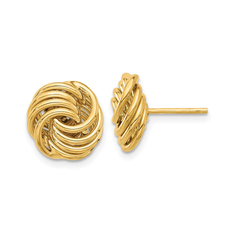 14k Yellow Gold Love Knot Stud Earrings for Women with Polished Woven Design Symbolizing Unity and Eternal Love, Classic Gold Studs for Everyday Wear or Special Events, Elegant Minimalist Jewelry