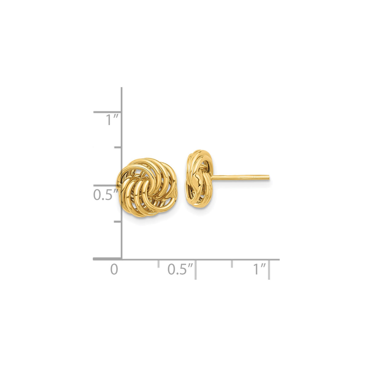 14K Yellow Gold Love Knot Stud Earrings Interwoven Design