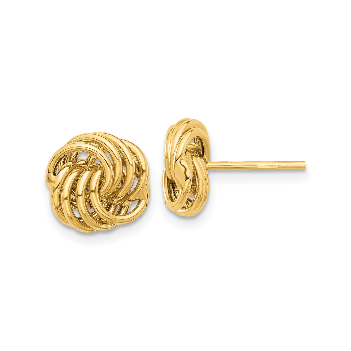 14k Yellow Gold Love Knot Stud Earrings for Women with Interwoven Knot Design Symbolizing Unity and Everlasting Love, Classic Polished Gold Studs for Daily Wear or Special Occasion Jewelry