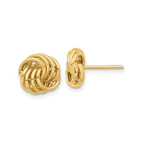 14k Yellow Gold Love Knot Stud Earrings for Women with Interwoven Knot Design Symbolizing Unity and Everlasting Love, Classic Polished Gold Studs for Daily Wear or Special Occasion Jewelry