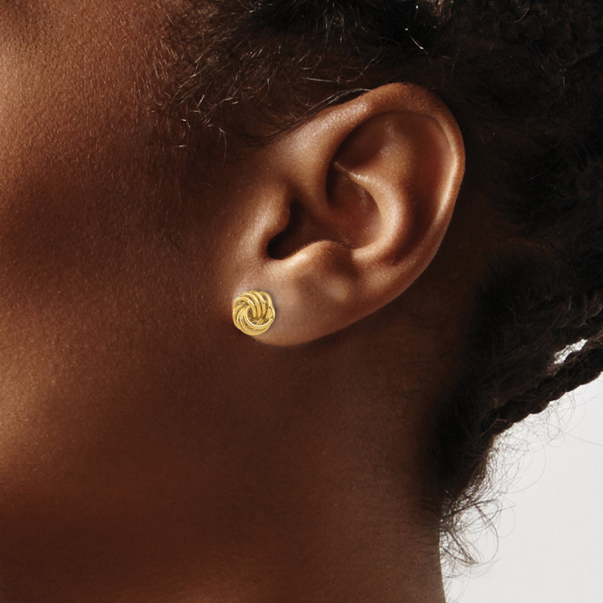 14K Yellow Gold Love Knot Stud Earrings with Twisted Finish