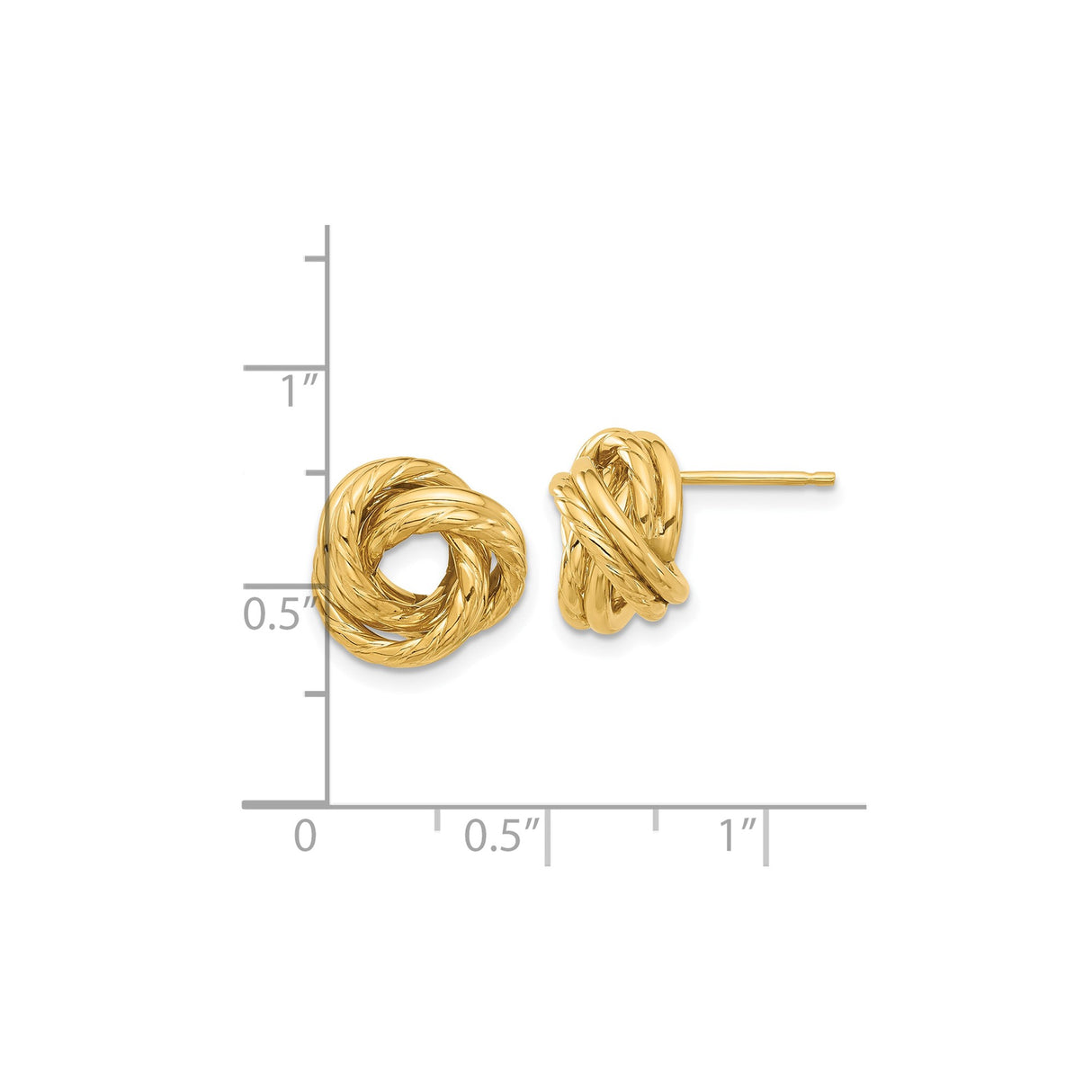 14K Yellow Gold Love Knot Stud Earrings With Rope Twist