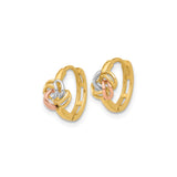 14k Yellow Gold Hoop Earrings with Tricolor Interwoven Love Knot Design for Women