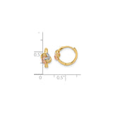 14k Yellow Gold Hoop Earrings with Tricolor Interwoven Love Knot Design for Women