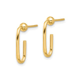14k Yellow Gold U Shaped Hoop Earrings, Minimalist Contemporary Studs for Women