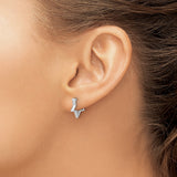 14K White Gold Open Star Hoop Earrings With Ball Accents