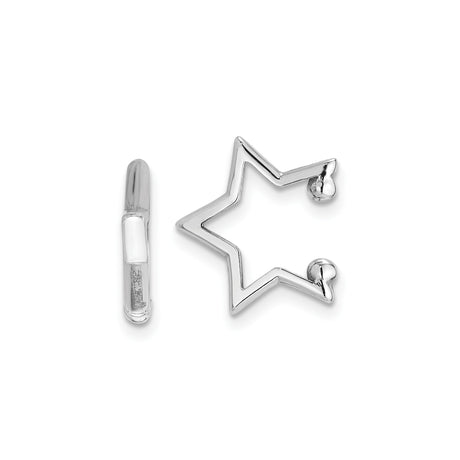 14k White Gold Star Shaped Hoop Earrings for Women and Teens with Open Outline Design, Ball Accents, Modern Celestial Jewelry, Fashion Forward Daily Wear, Symbolic Dream Inspired Gold Hoops