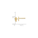 14k Yellow Gold Cross Stud Earrings, Polished Christian Jewelry, Minimalist Faith Symbol