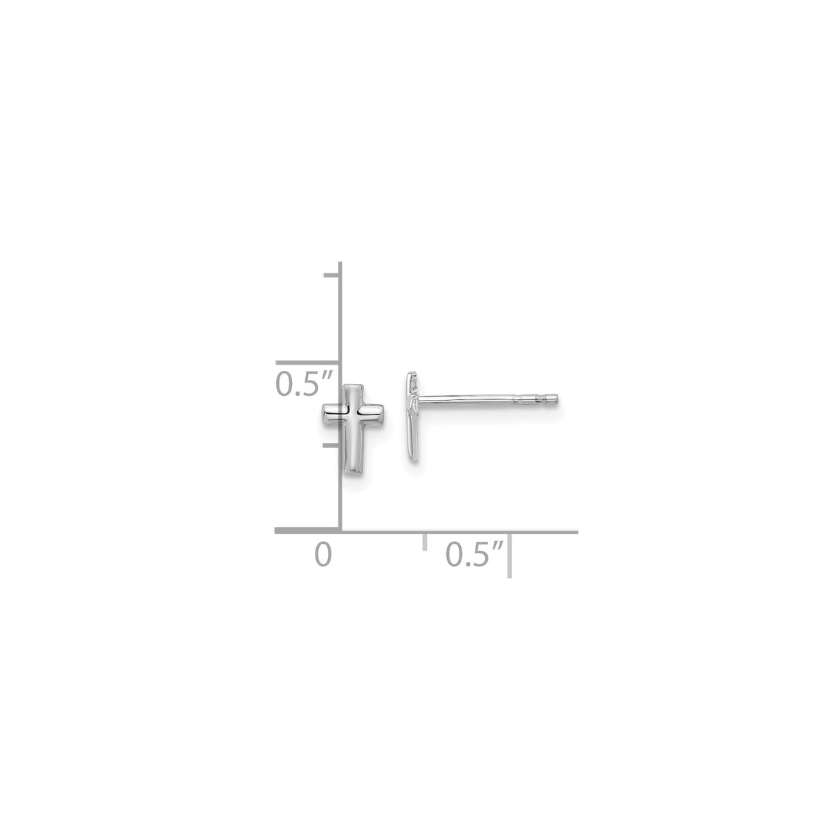 14k White Gold Cross Stud Earrings, Polished Christian Symbol Design for Women