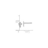 14k White Gold Cross Stud Earrings, Polished Christian Symbol Design for Women