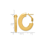 14k Yellow Gold Hoop Earrings, Medium Oval with Omega Back, Bold Polished Design for Women